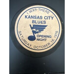 Vintage 1976 Kansas City Blues CHL Hockey Puck Opening Night I Was There